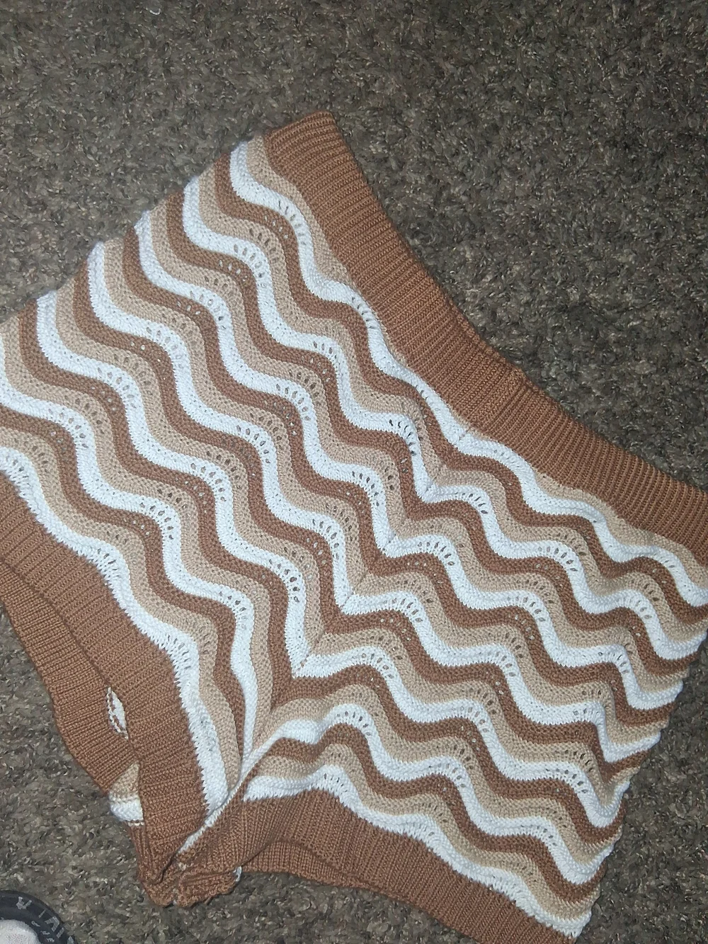 Summer Knitted Shorts in Brown & White
